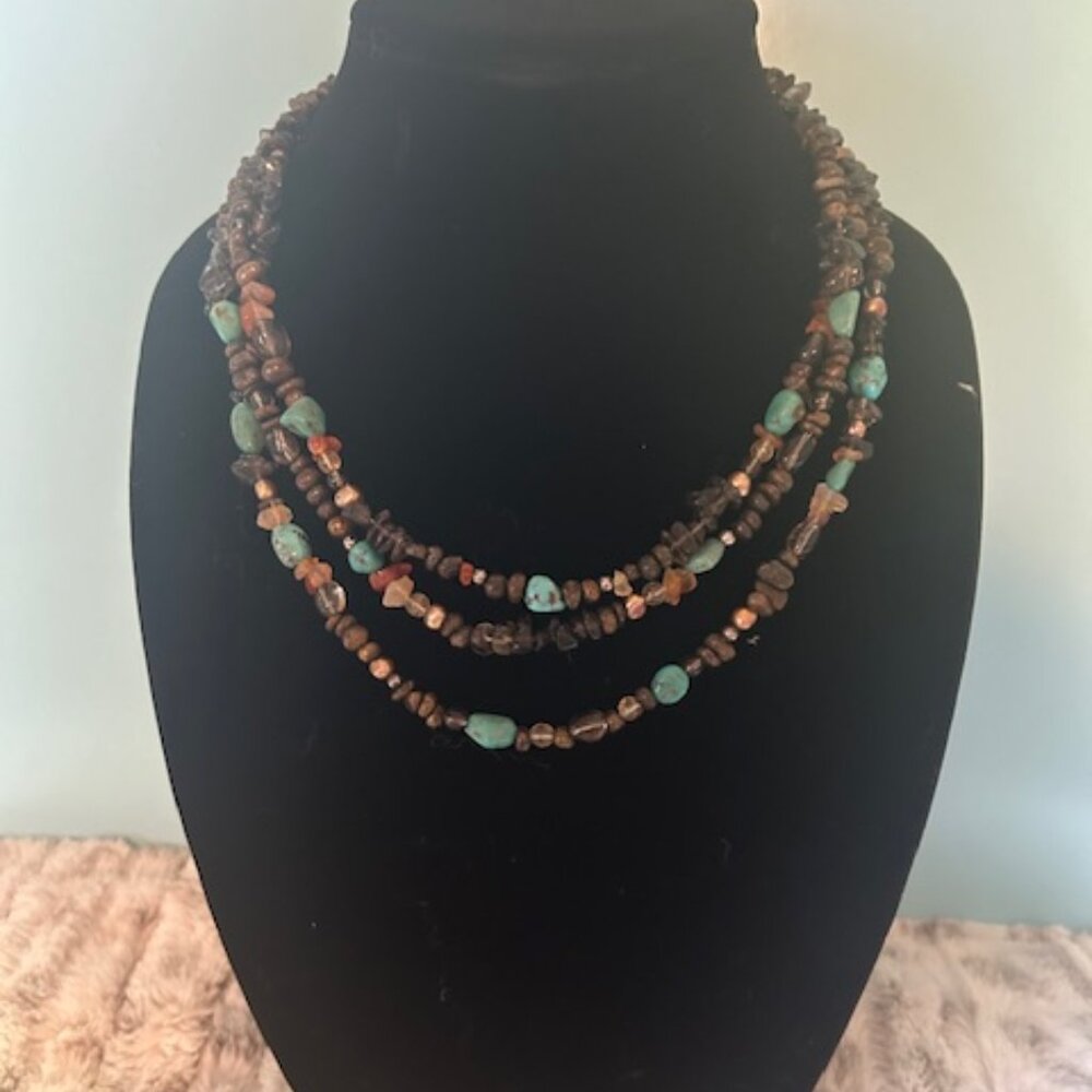 Summer vibes! Turquoise and other bead neckalce